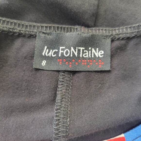 Luc Fontaine Mini Dress Size 8 Black Graphic Print Stretch Art To Wear Tunic - Picture 6 of 7